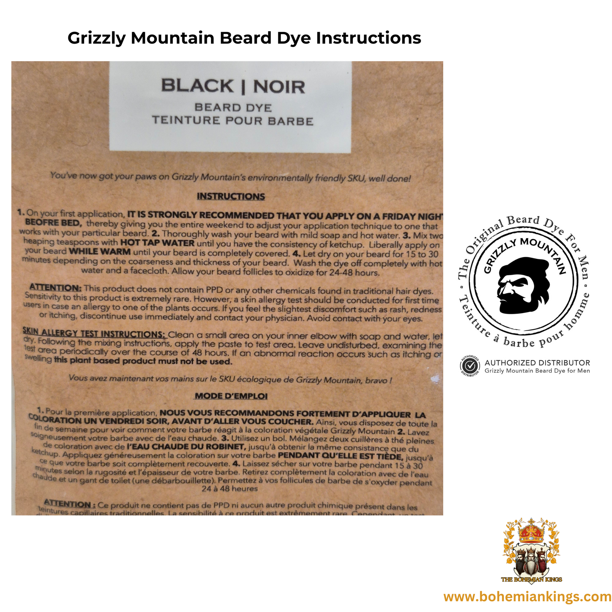 Grizzly Mountain Beard Dye - Black - Refill Pack