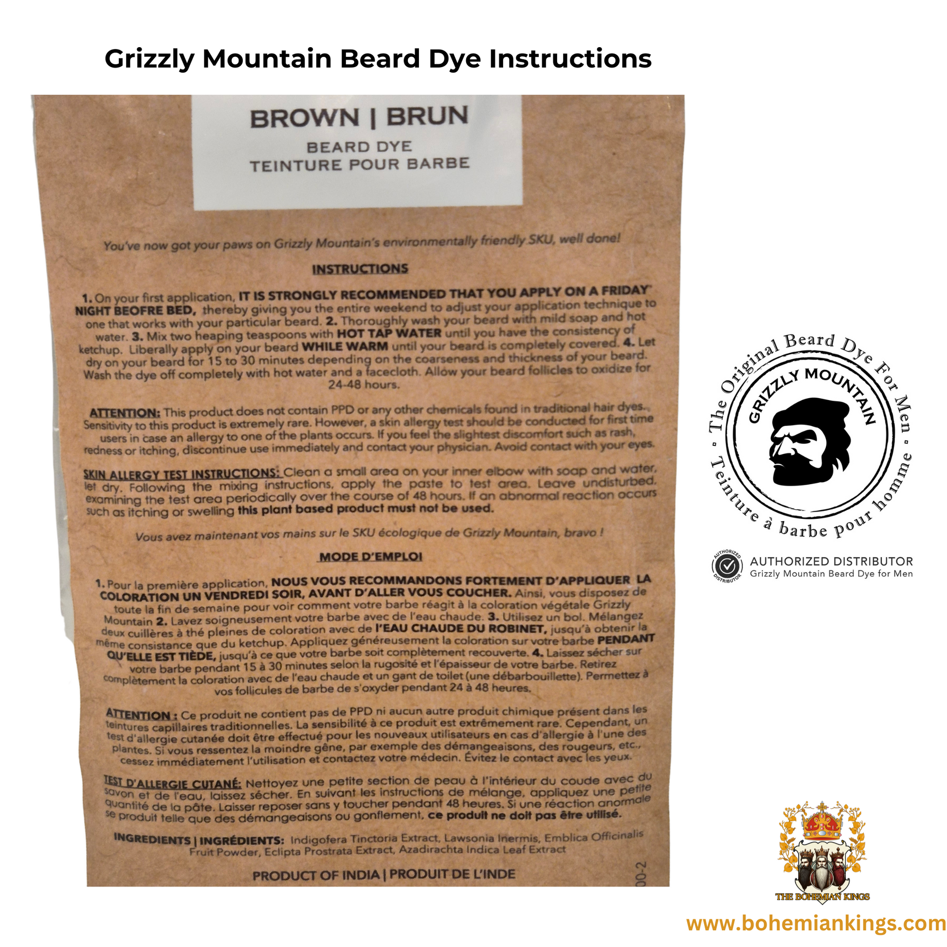 Grizzly Mountain Beard Dye Brown Refill Pack